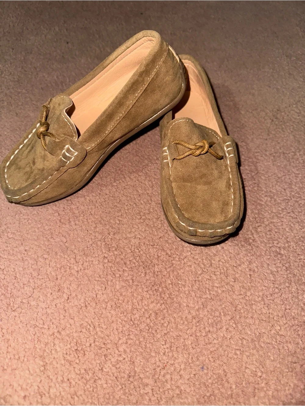 Kids Classic Suede Moccasin Loafers in Tan